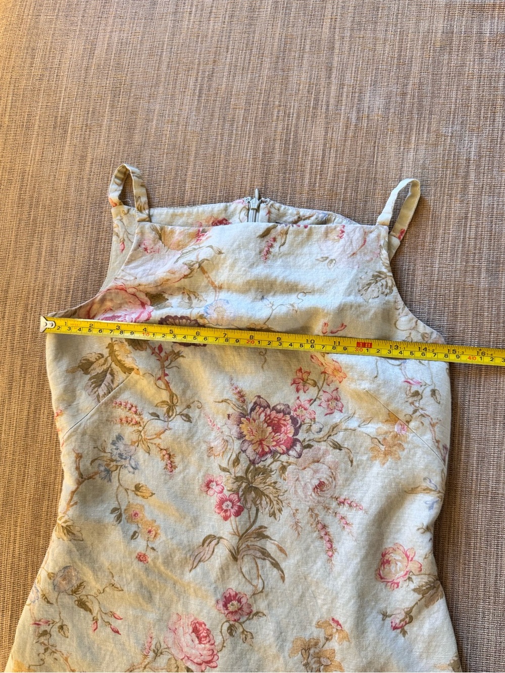 Vintage 90s Ann Taylor Floral Linen Blend Mini Dress - Picture 5 of 6